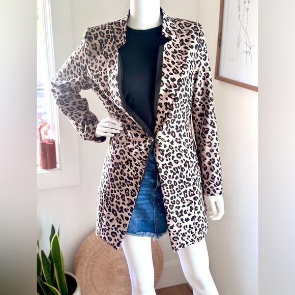 Floryday Leopard Print Blazer Size L - Picture 1 of 15